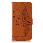 iPhone 11 Θήκη Βιβλίο Καφέ Feather Pattern Litchi Texture Horizontal Flip Case Brown
