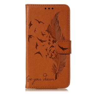iPhone 11 Θήκη Βιβλίο Καφέ Feather Pattern Litchi Texture Horizontal Flip Case Brown