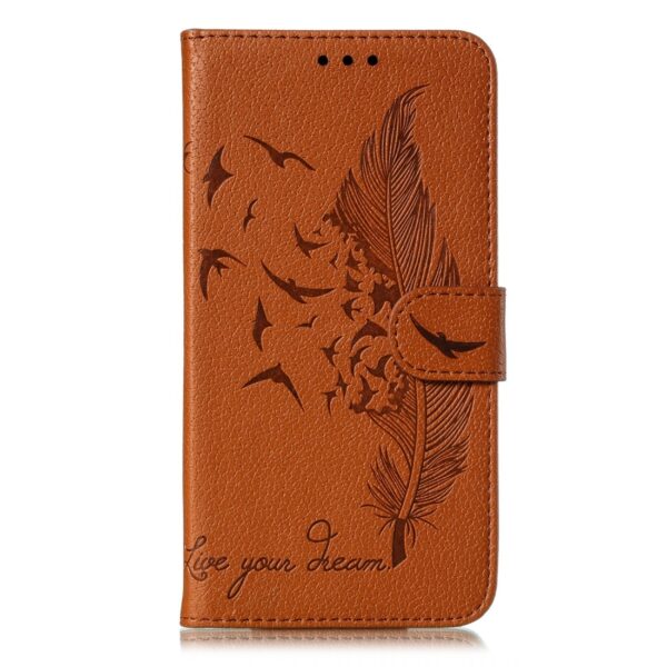iPhone 11 Θήκη Βιβλίο Καφέ Feather Pattern Litchi Texture Horizontal Flip Case Brown