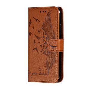 iPhone 11 Θήκη Βιβλίο Καφέ Feather Pattern Litchi Texture Horizontal Flip Case Brown