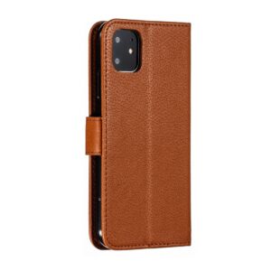 iPhone 11 Θήκη Βιβλίο Καφέ Feather Pattern Litchi Texture Horizontal Flip Case Brown
