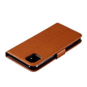 iPhone 11 Θήκη Βιβλίο Καφέ Feather Pattern Litchi Texture Horizontal Flip Case Brown