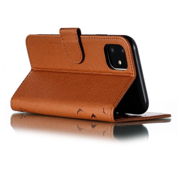 iPhone 11 Θήκη Βιβλίο Καφέ Feather Pattern Litchi Texture Horizontal Flip Case Brown