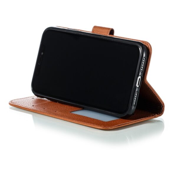 iPhone 11 Θήκη Βιβλίο Καφέ Feather Pattern Litchi Texture Horizontal Flip Case Brown