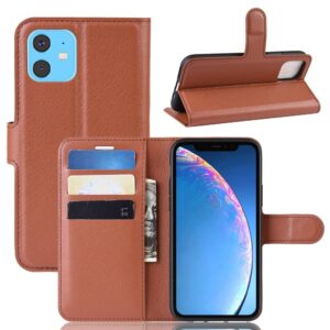 iPhone 11 Θήκη Βιβλίο Καφέ Litchi Texture Horizontal Flip Case Brown