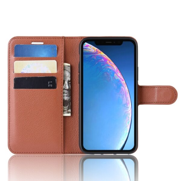 iPhone 11 Θήκη Βιβλίο Καφέ Litchi Texture Horizontal Flip Case Brown