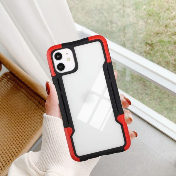 iPhone 11 Θήκη Διάφανη - Κόκκινη TPU + PC + Acrylic 3 in 1 Shockproof Protective Case Red