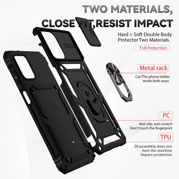 Samsung Galaxy A12 / M12 Θήκη Μαύρη Με Σταντ Sliding Camshield Holder Phone Case Black