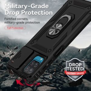 Samsung Galaxy A12 / M12 Θήκη Μαύρη Με Σταντ Sliding Camshield Holder Phone Case Black