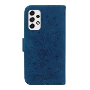 Samsung Galaxy A33 5G Θήκη Βιβλίο Μπλε Butterfly Rose Embossed Phone Case Blue
