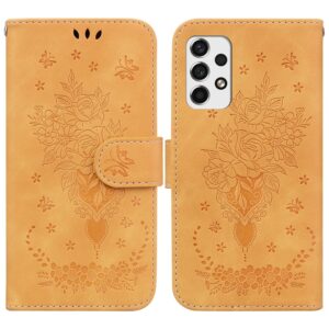 Samsung Galaxy A33 5G Θήκη Βιβλίο Κίτρινο Butterfly Rose Embossed Phone Case Yellow