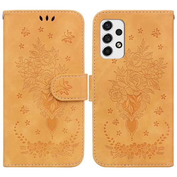 Samsung Galaxy A33 5G Θήκη Βιβλίο Κίτρινο Butterfly Rose Embossed Phone Case Yellow