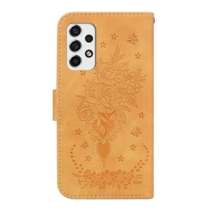 Samsung Galaxy A33 5G Θήκη Βιβλίο Κίτρινο Butterfly Rose Embossed Phone Case Yellow