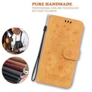 Samsung Galaxy A33 5G Θήκη Βιβλίο Κίτρινο Butterfly Rose Embossed Phone Case Yellow