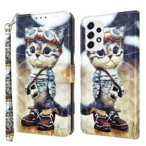Samsung Galaxy A33 5G Θήκη Βιβλίο 3D Painted Phone Case Naughty Cat