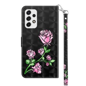 Samsung Galaxy A33 5G Θήκη Βιβλίο 3D Painted Phone Case Rose