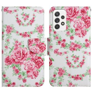 Samsung Galaxy A33 5G Θήκη Βιβλίο Painted Pattern Horizontal Flip Phone Case Rose Flower