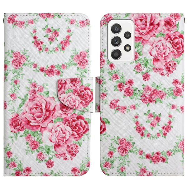 Samsung Galaxy A33 5G Θήκη Βιβλίο Painted Pattern Horizontal Flip Phone Case Rose Flower