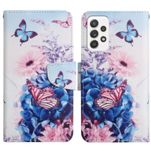 Samsung Galaxy A33 5G Θήκη Βιβλίο Painted Pattern Horizontal Flip Phone Case Purple Butterfly