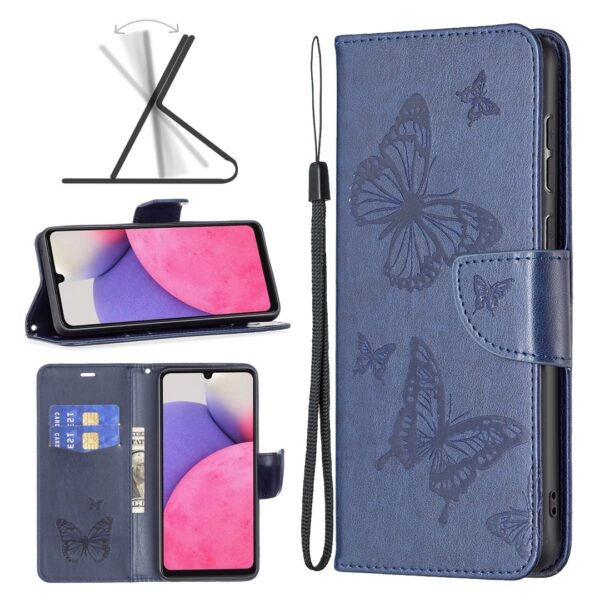 Samsung Galaxy A33 5G Θήκη Βιβλίο Μπλε Two Butterflies Embossing Phone Case Blue