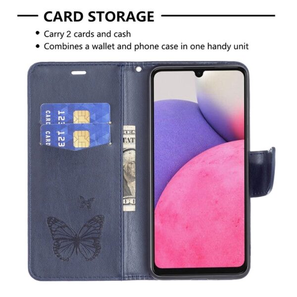 Samsung Galaxy A33 5G Θήκη Βιβλίο Μπλε Two Butterflies Embossing Phone Case Blue