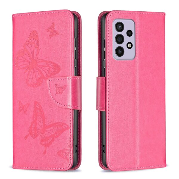 Samsung Galaxy A33 5G Θήκη Βιβλίο Φούξια Two Butterflies Embossing Phone Case Fuchsia