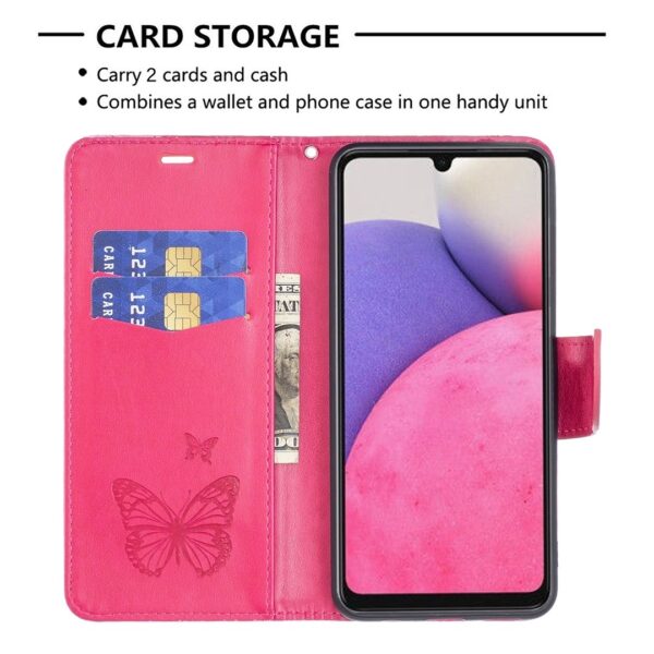 Samsung Galaxy A33 5G Θήκη Βιβλίο Φούξια Two Butterflies Embossing Phone Case Fuchsia