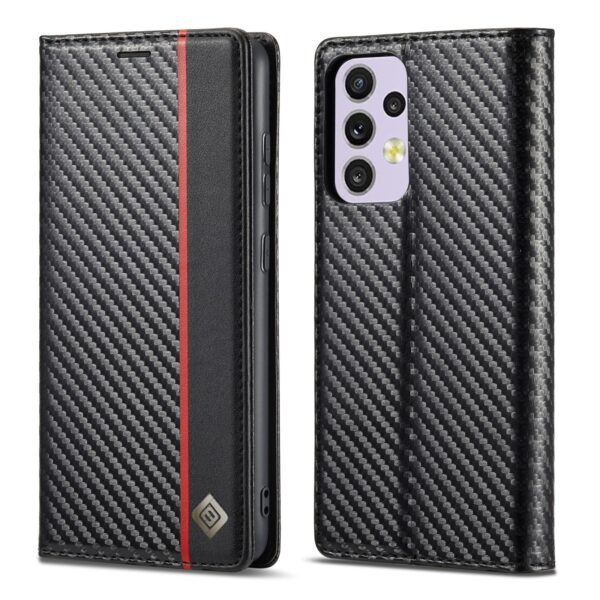 Samsung Galaxy A33 5G Θήκη Βιβλίο Μαύρο LC.IMEEKE Carbon Fiber PU + TPU Phone Case Vertical Black