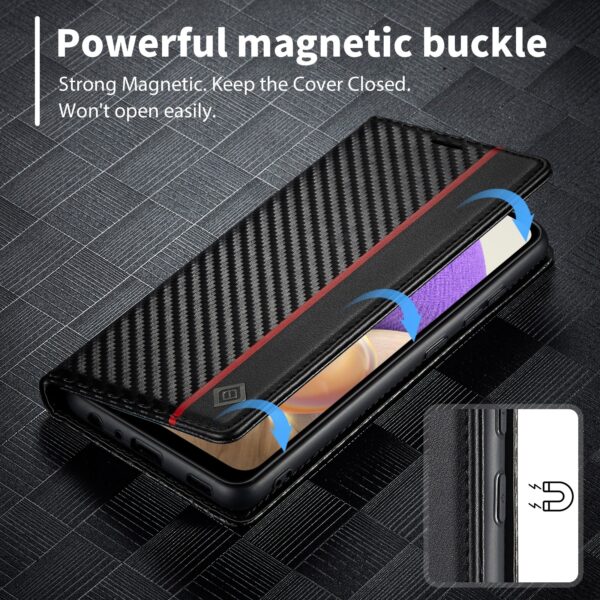 Samsung Galaxy A33 5G Θήκη Βιβλίο Μαύρο LC.IMEEKE Carbon Fiber PU + TPU Phone Case Vertical Black