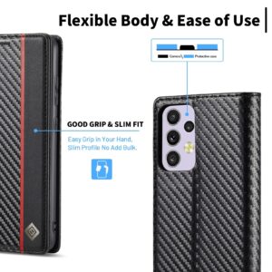Samsung Galaxy A33 5G Θήκη Βιβλίο Μαύρο LC.IMEEKE Carbon Fiber PU + TPU Phone Case Vertical Black