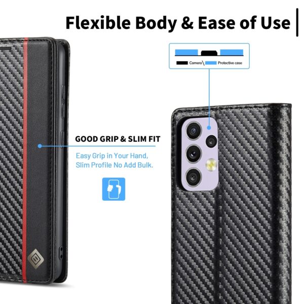 Samsung Galaxy A33 5G Θήκη Βιβλίο Μαύρο LC.IMEEKE Carbon Fiber PU + TPU Phone Case Vertical Black