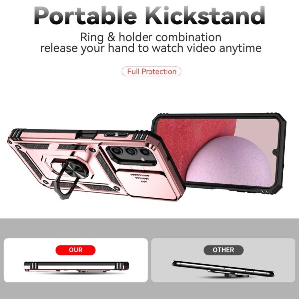 Samsung Galaxy A14 4G / A14 5G Θήκη Ροζ - Χρυσή Με Σταντ Sliding Camshield Holder Phone Case Rose - Gold