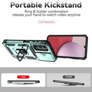 Samsung Galaxy A14 4G / A14 5G Θήκη Σκούρο Πράσινη Με Σταντ Sliding Camshield Holder Phone Case Dark Green