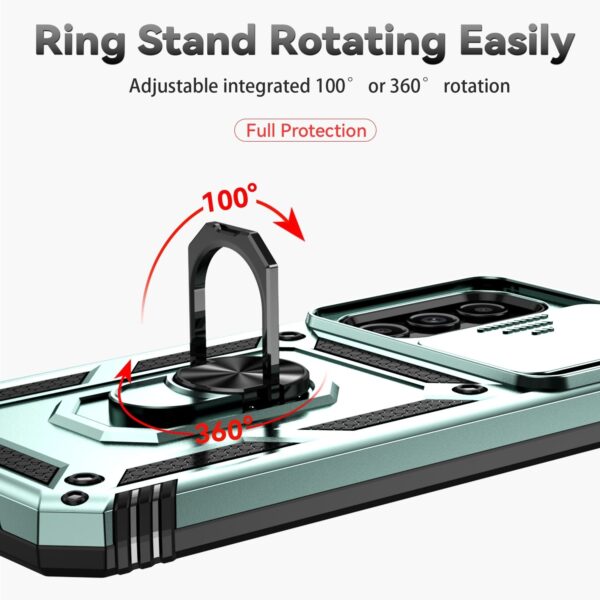Samsung Galaxy A14 4G / A14 5G Θήκη Σκούρο Πράσινη Με Σταντ Sliding Camshield Holder Phone Case Dark Green