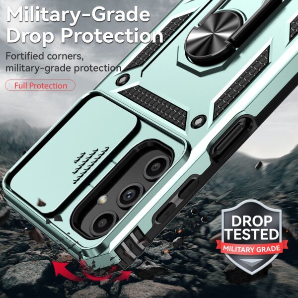 Samsung Galaxy A14 4G / A14 5G Θήκη Σκούρο Πράσινη Με Σταντ Sliding Camshield Holder Phone Case Dark Green