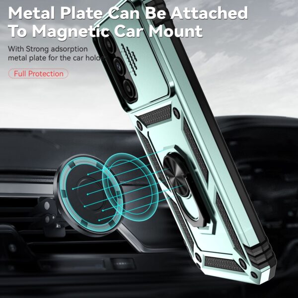 Samsung Galaxy A14 4G / A14 5G Θήκη Σκούρο Πράσινη Με Σταντ Sliding Camshield Holder Phone Case Dark Green