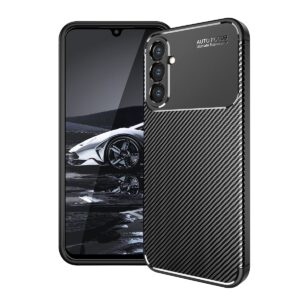 Samsung Galaxy A14 4G / A14 5G Θήκη Σιλικόνης Μαύρη Carbon Fiber Texture Shockproof TPU Phone Case Black