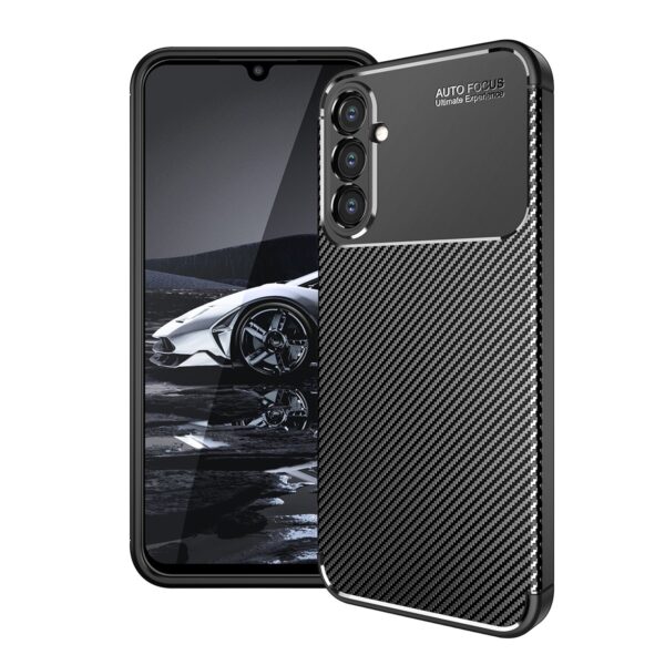 Samsung Galaxy A14 4G / A14 5G Θήκη Σιλικόνης Μαύρη Carbon Fiber Texture Shockproof TPU Phone Case Black