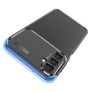 Samsung Galaxy A14 4G / A14 5G Θήκη Σιλικόνης Μαύρη Carbon Fiber Texture Shockproof TPU Phone Case Black