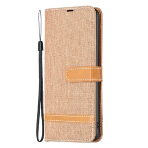 Xiaomi Redmi 12C Θήκη Βιβλίο Καφέ Color Block Denim Texture Phone Case Brown