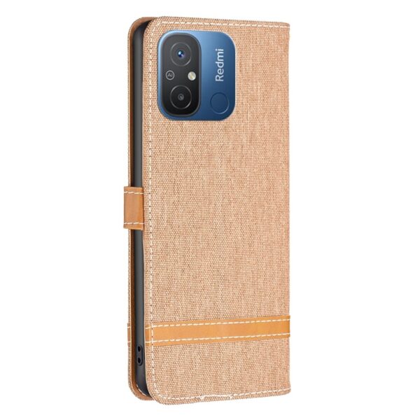 Xiaomi Redmi 12C Θήκη Βιβλίο Καφέ Color Block Denim Texture Phone Case Brown