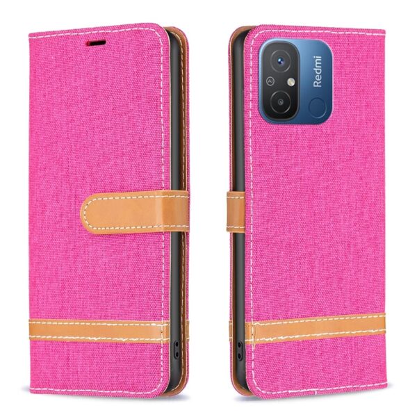 Xiaomi Redmi 12C Θήκη Βιβλίο Φούξια Color Block Denim Texture Phone Case Fuchsia