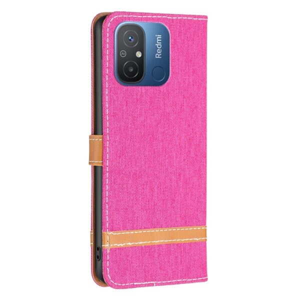 Xiaomi Redmi 12C Θήκη Βιβλίο Φούξια Color Block Denim Texture Phone Case Fuchsia