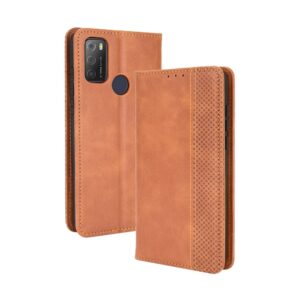 TCL 20Y / Alcatel 1S 2021 Θήκη Βιβλίο Καφέ Magnetic Buckle Retro Texture Phone Case Brown