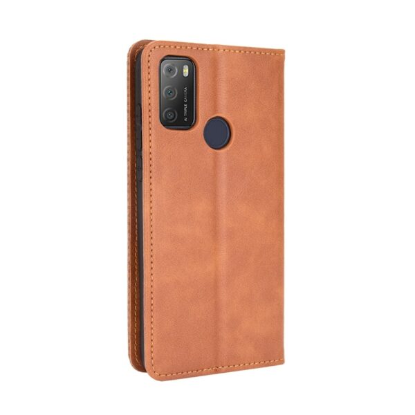 TCL 20Y / Alcatel 1S 2021 Θήκη Βιβλίο Καφέ Magnetic Buckle Retro Texture Phone Case Brown