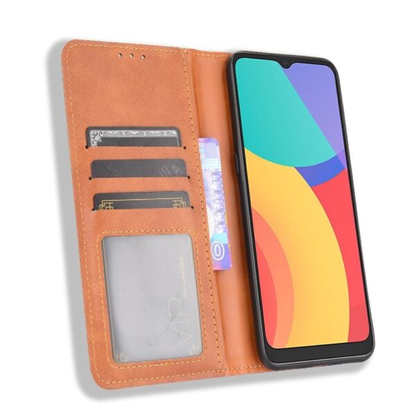 TCL 20Y / Alcatel 1S 2021 Θήκη Βιβλίο Καφέ Magnetic Buckle Retro Texture Phone Case Brown