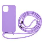iPhone 14 Plus Θήκη με Λουράκι Μωβ Soft Touch Cover Case With Neck Strap Purple