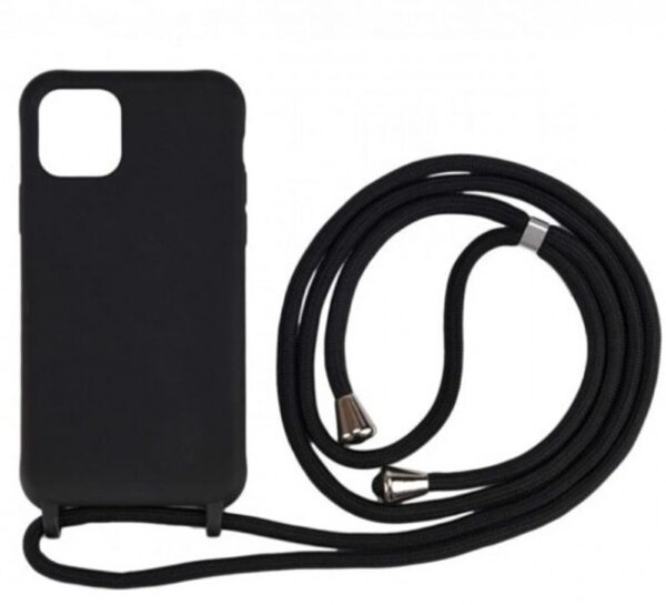 Forcell iPhone 14 Pro Soft Touch Θήκη Σιλικόνης με Λουράκι - Black