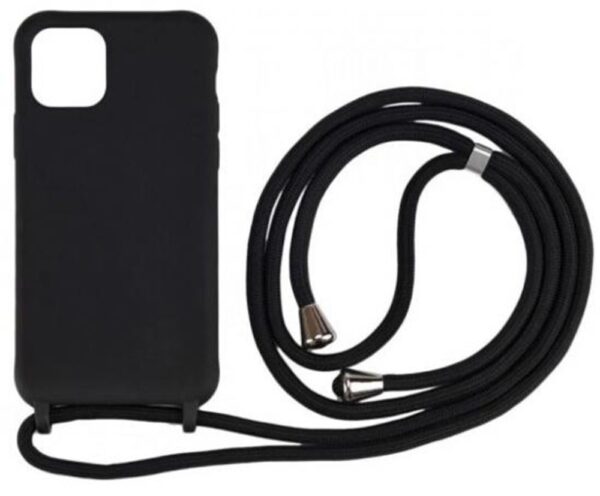 Forcell iPhone 14 Plus Soft Touch Θήκη Σιλικόνης Με Λουράκι - Black