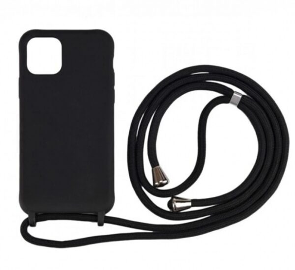 Forcell iPhone 14 Pro Max Soft Touch Θήκη Σιλικόνης με Λουράκι - Black